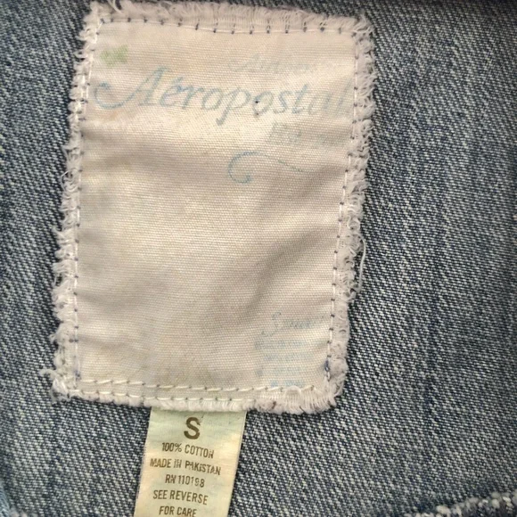 Denim Crop Jean Jacket Aeropostale XS/S 100% Cotton Western Country 90’s - Picture 4 of 6